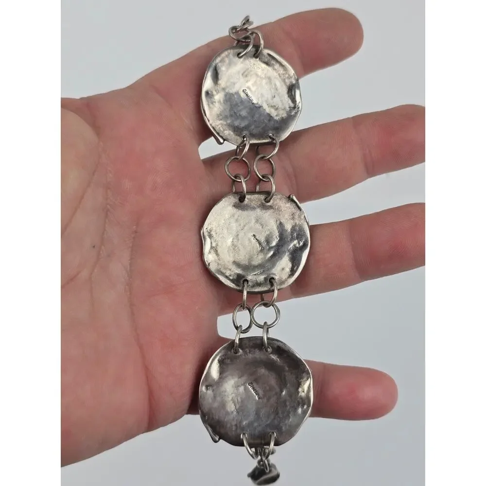 Sherry Tinsman sterling silver spiral discs bracelet 8.5